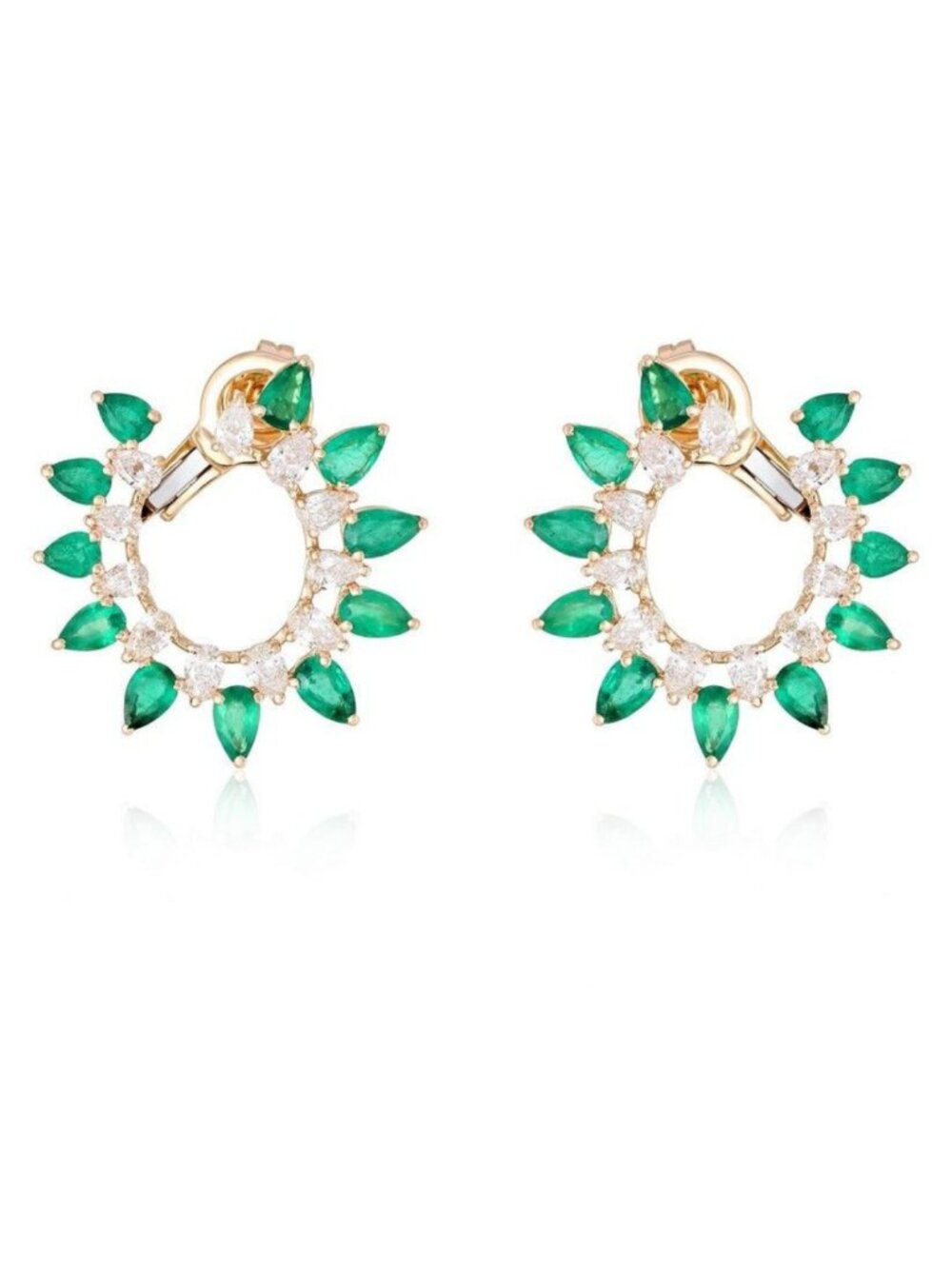Emerald Diamond 14K (or 18k upon request) Yellow Gold Hoop Earrings